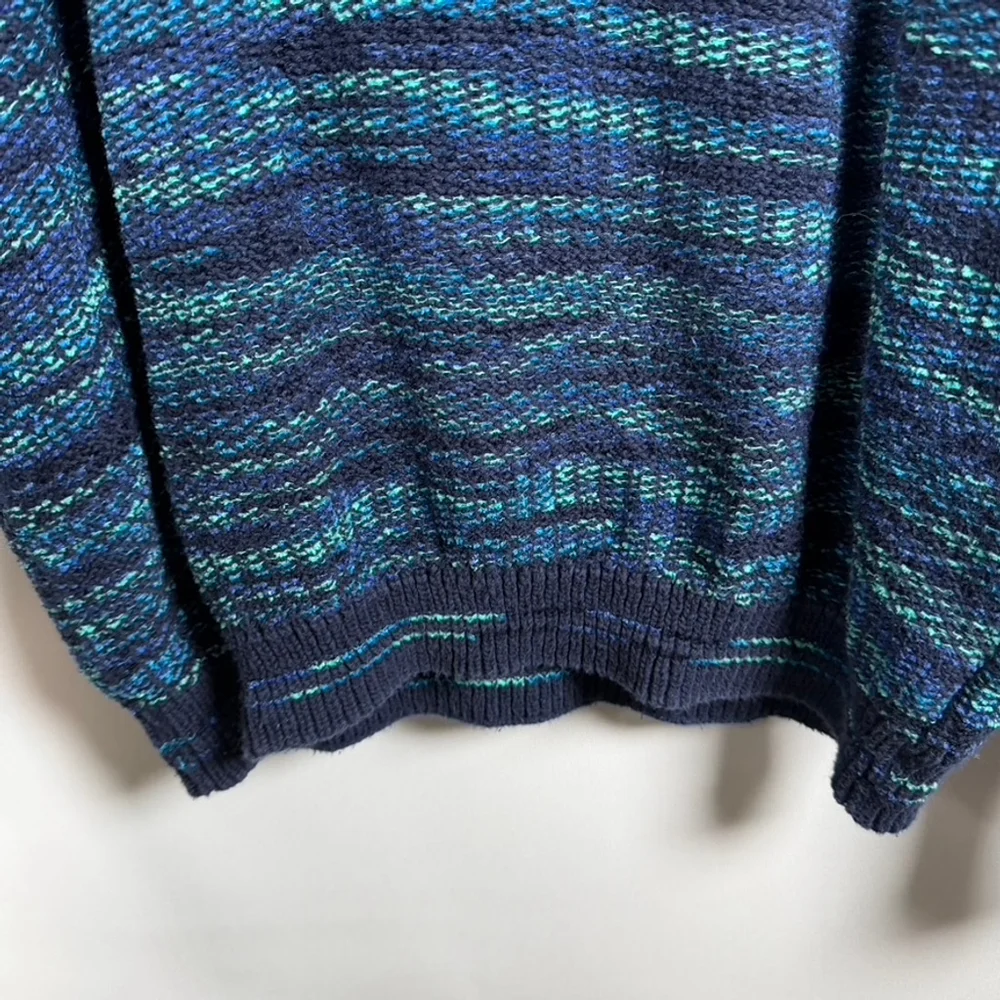 Tony Lambert Designs Blue Teal Marled Knit Sweater Cotton Bld VTG Mens size XL